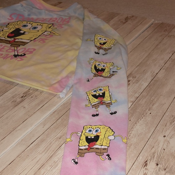 “Nickelodeon” brand, SpongeBob Square Pants graphic, pastel tie-dye l/s crop top - Picture 9 of 10